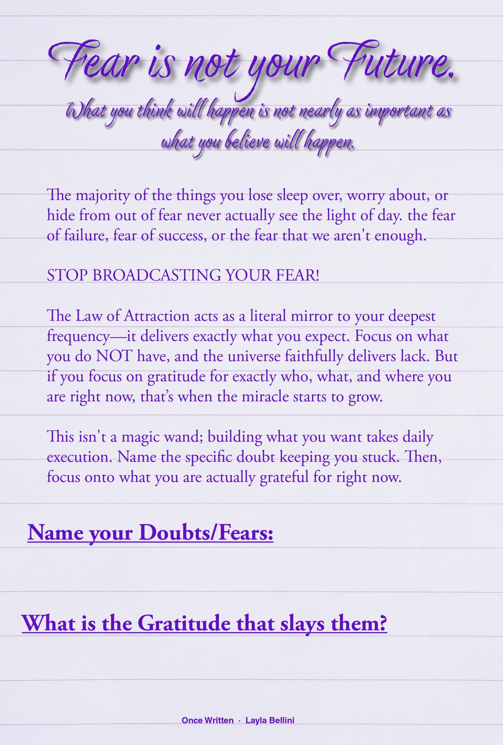 Once Written interior journal page